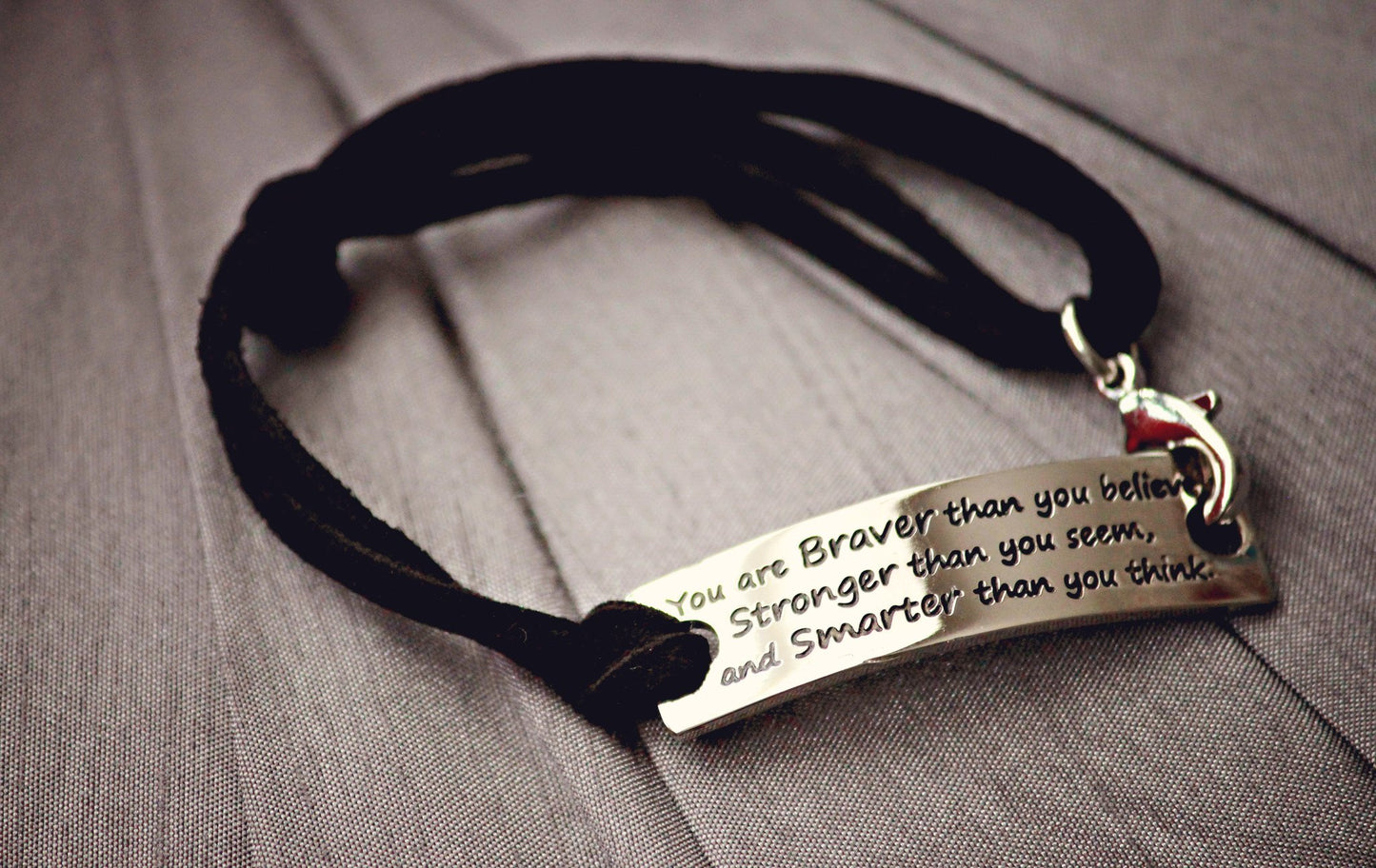Inspirational Stamped Steel and Leather Bracelets - Final Sale