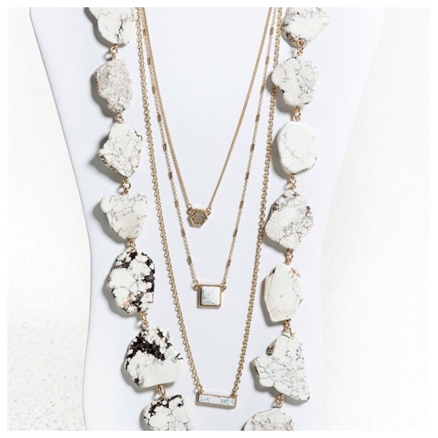Emma Stone and Pave Tri Layer Necklace - Final Sale