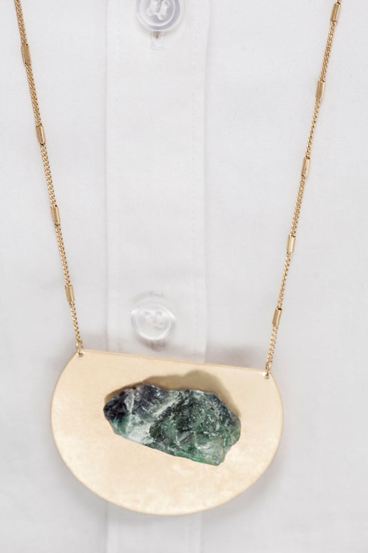 Medallion Mounted Natural Stone Pendant