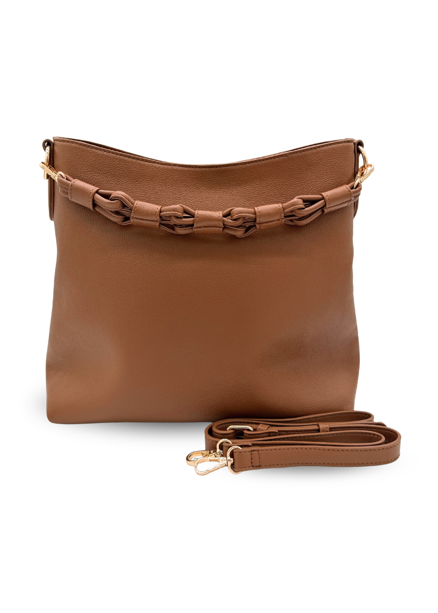 Brown Drury Road Sawyer Convertible Slouchy Tote Bag for Women on a white background.
