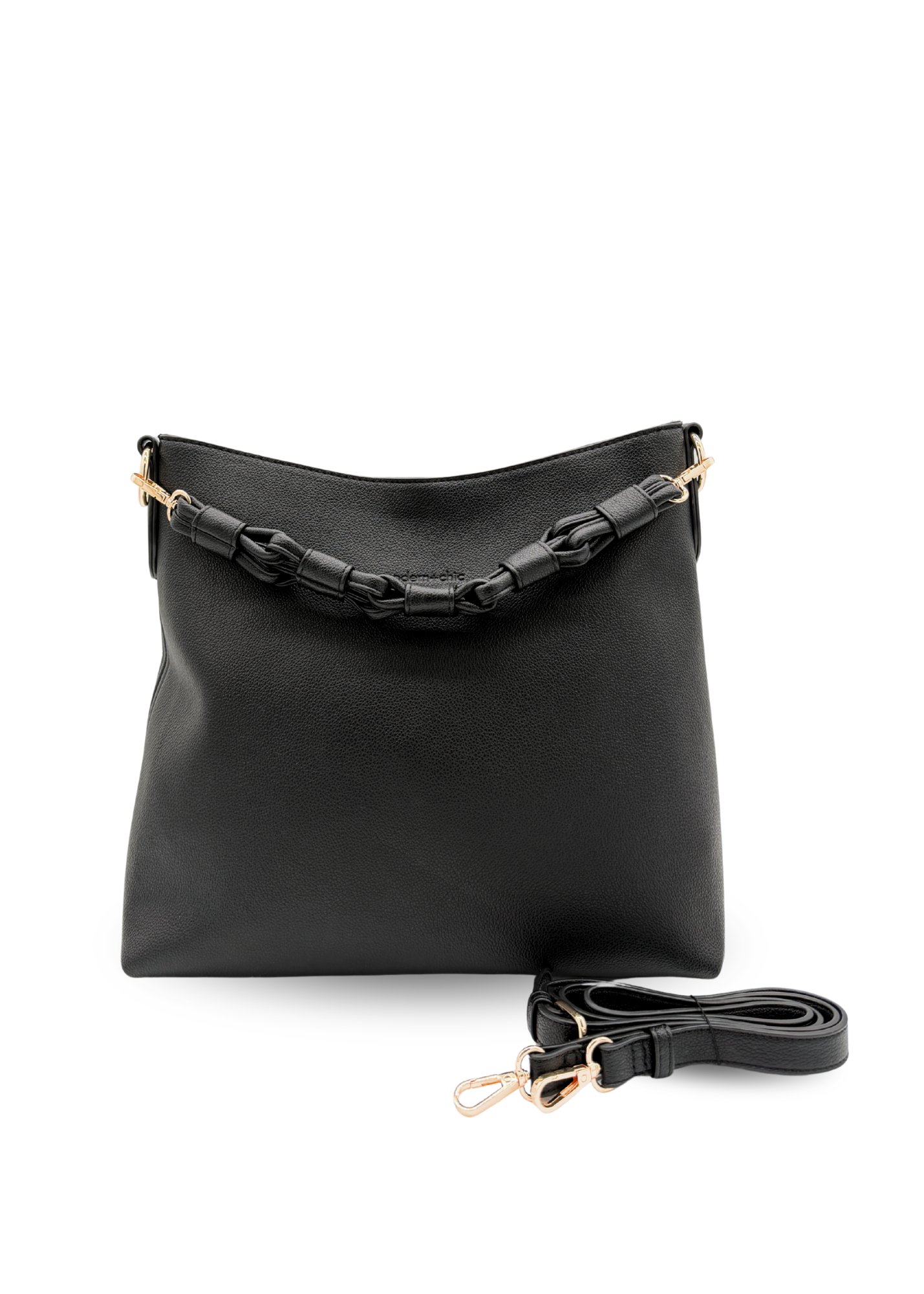 Black Drury Road Sawyer Convertible Slouchy Tote Bag for Women on a white background.