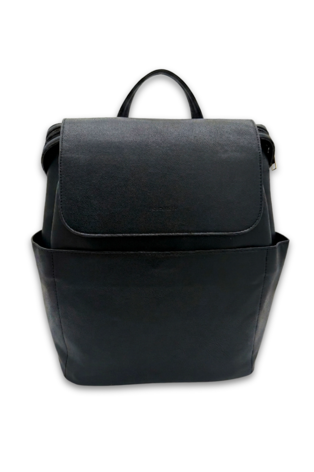 A black Drury Road Brielle 2.0 Vegan Leather Convertible Backpack Purse for Women on a white background. 