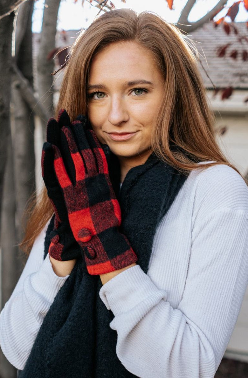 Buffalo Print Hat and Glove Set - Final Sale
