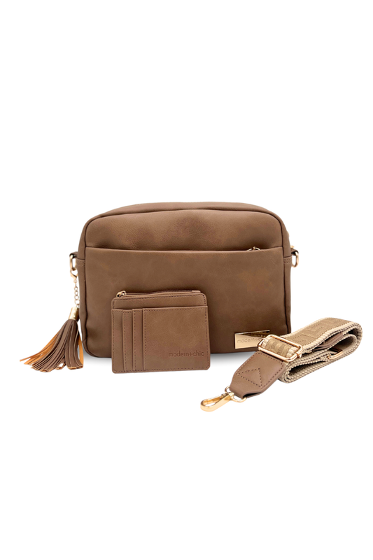 Drury Road Alice Crossbody Bag: Vegan Leather Bag, Key Leash & Wallet