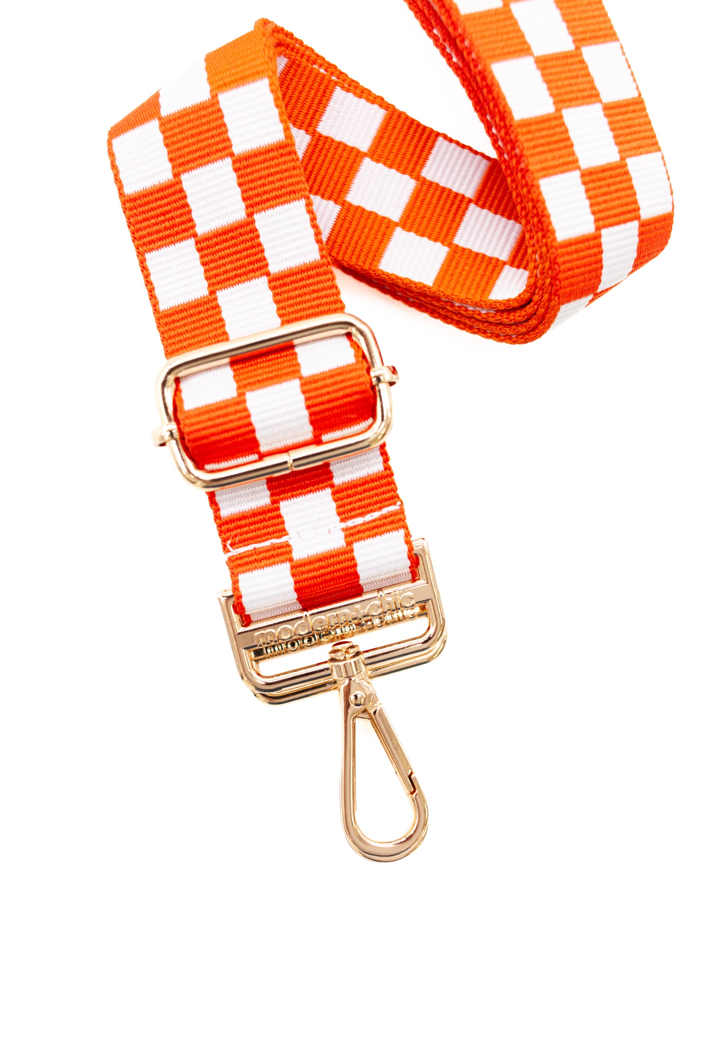 Red and white Drury Road Lizzie Checkered Purse Strap for Crossbody Bags on a white background.