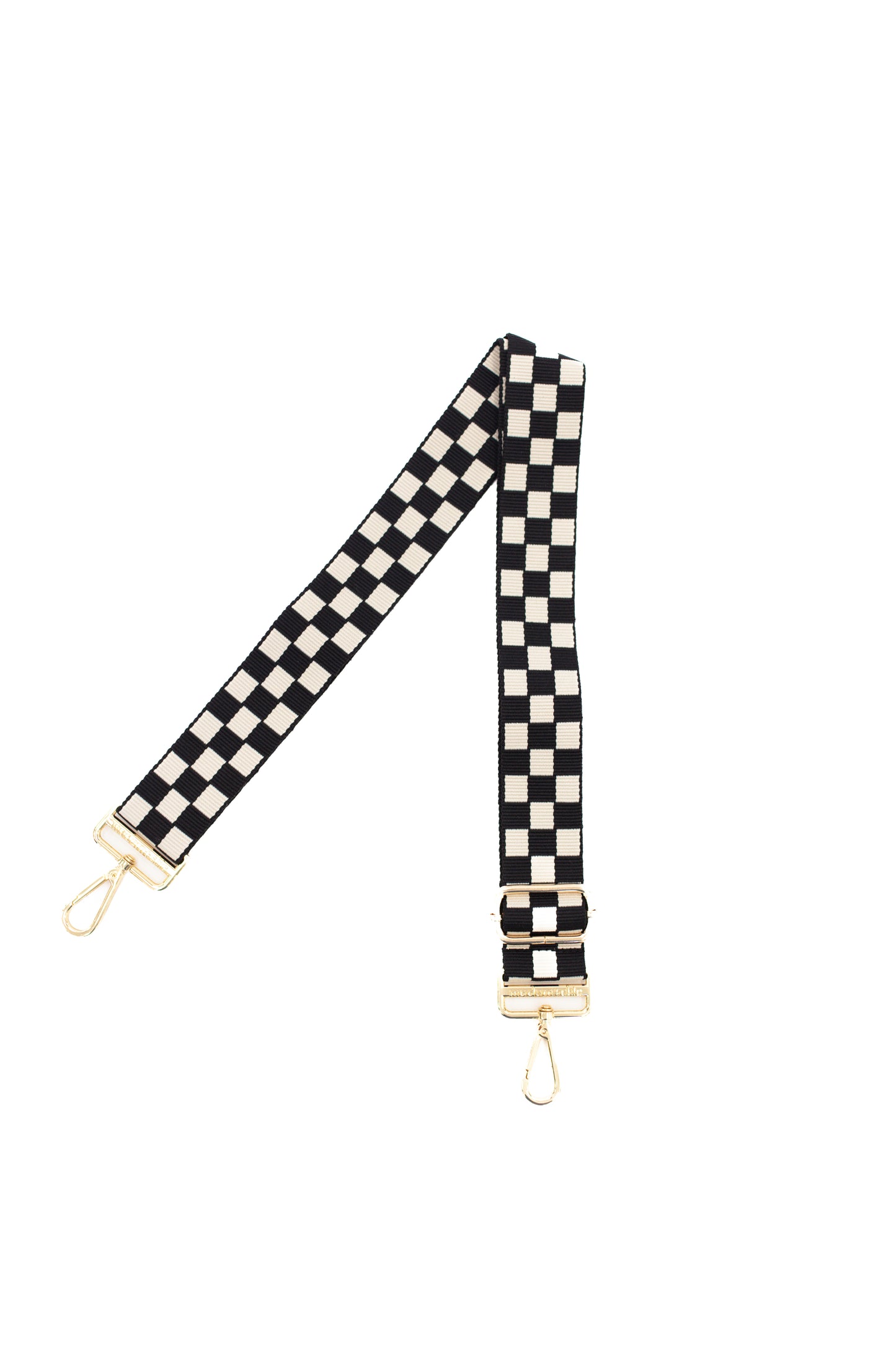 Black and white Drury Road Lizzie Checkered Purse Strap for Crossbody Bags on a white background.