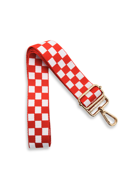 Orange Drury Road Lizzie Checkered Purse Strap for Crossbody Bags on a white background.