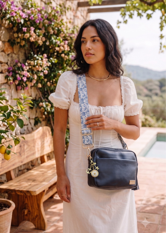 Blue Peonies Adjustable Bag Strap
