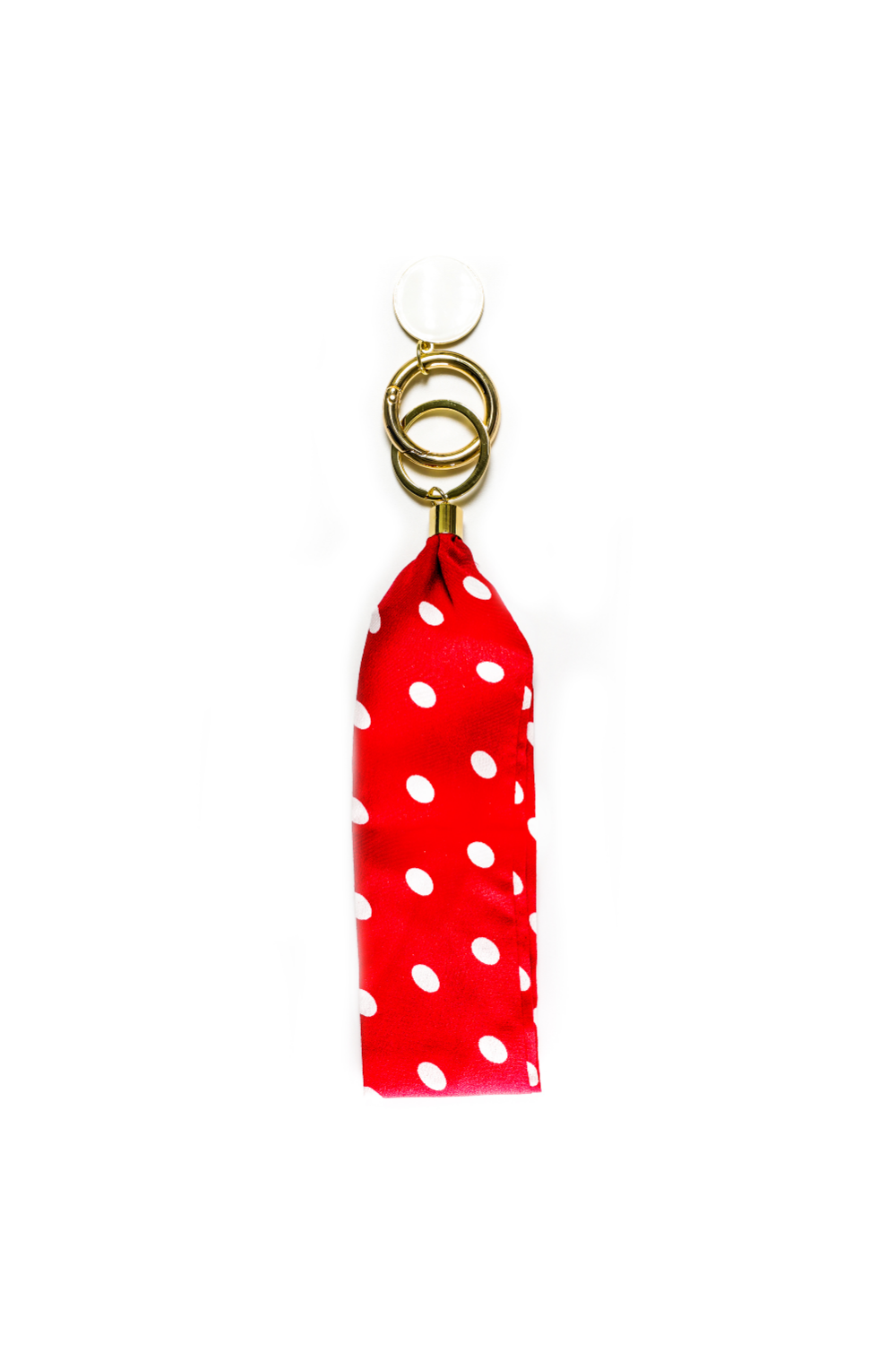Red and white Drury Road Luna Fabric Keychain Bracelet for Women on a white background. 