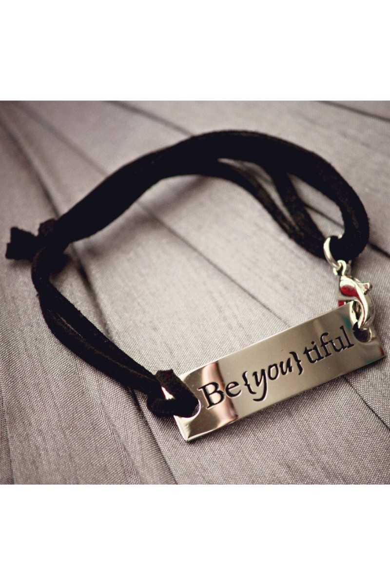 Inspirational Stamped Steel and Leather Bracelets - Final Sale