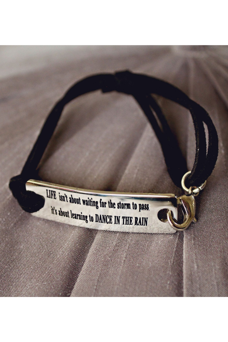 Inspirational Stamped Steel and Leather Bracelets - Final Sale