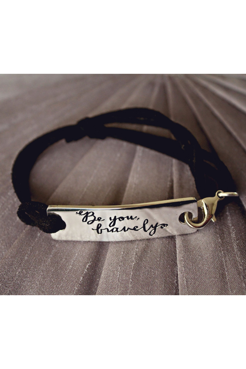 Inspirational Stamped Steel and Leather Bracelets - Final Sale