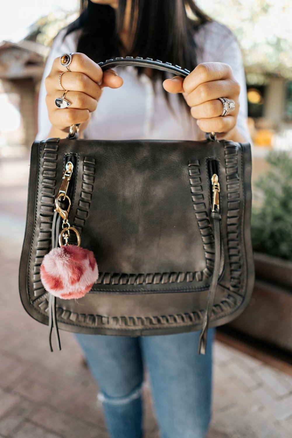 Shea Leopard Pom Pom Keychain