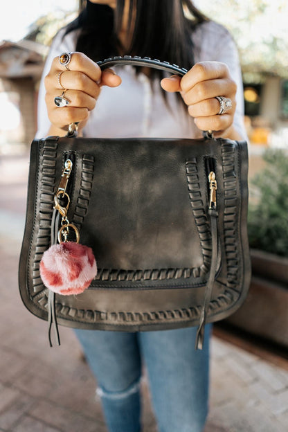 Shea Leopard Pom Pom Keychain