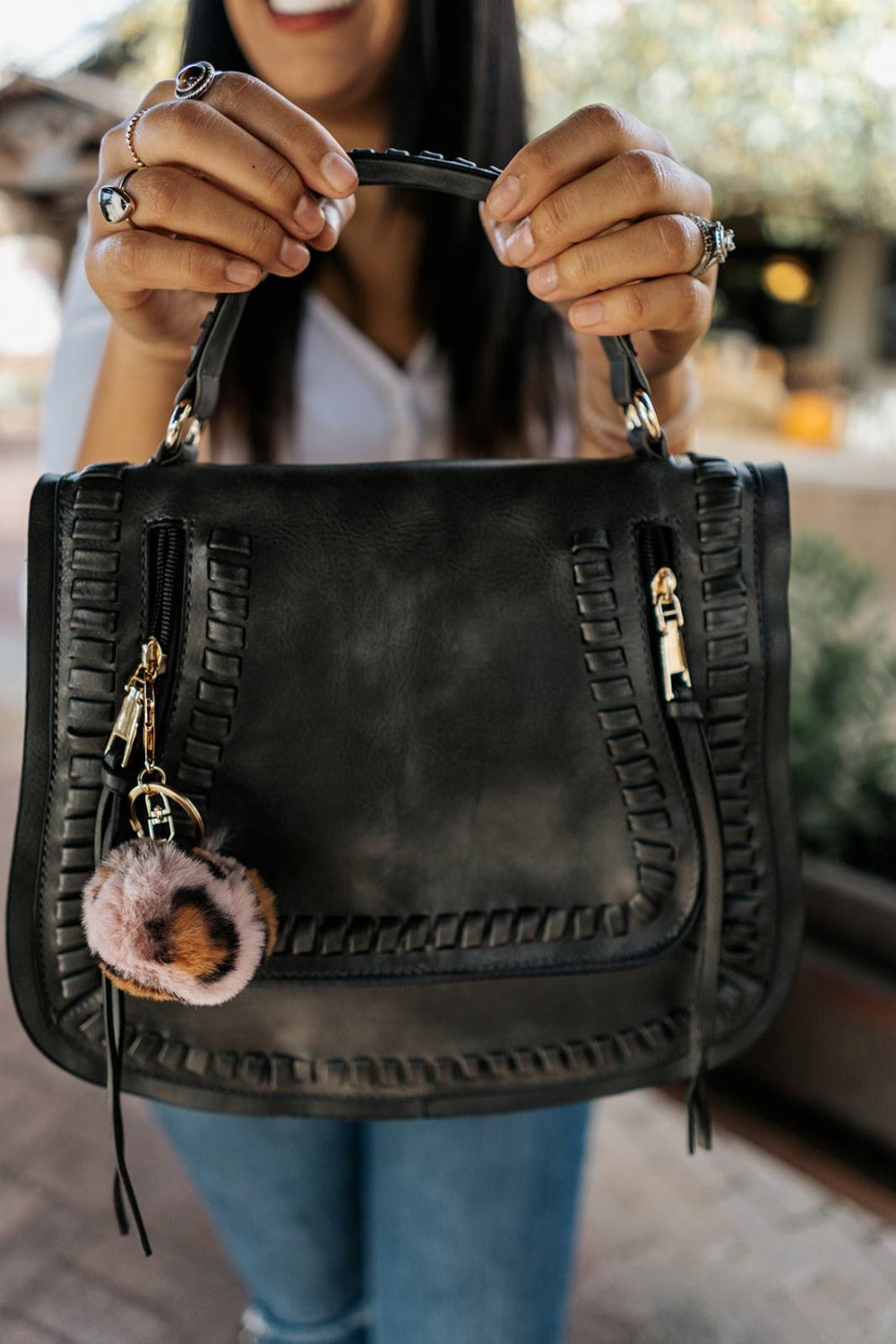 Shea Leopard Pom Pom Keychain