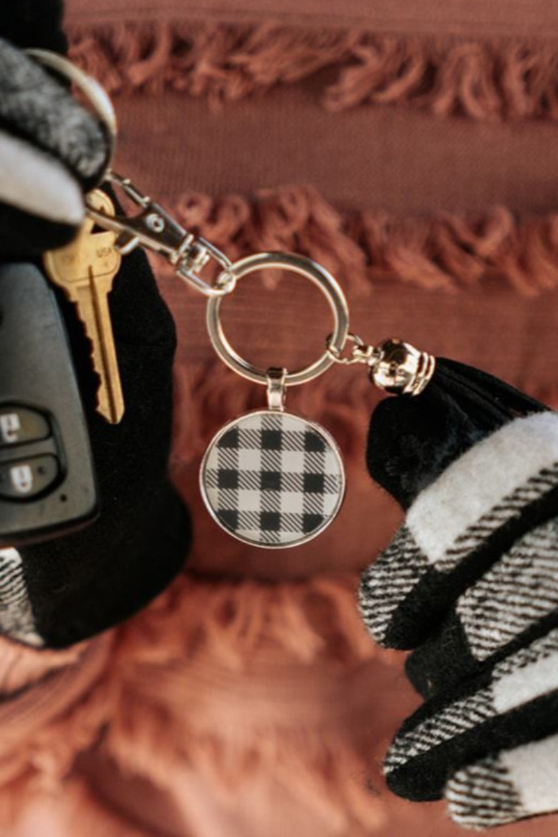 sequoia buffalo plaid disc keychain - final sale