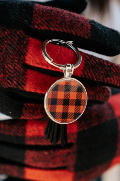 sequoia buffalo plaid disc keychain - final sale
