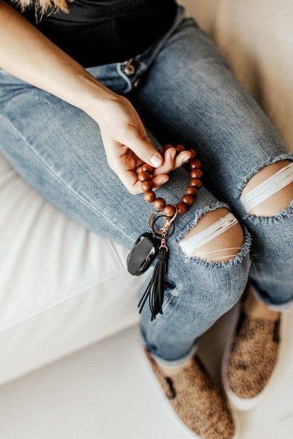 Ivy Wooden Keychain Bracelet - Final Sale