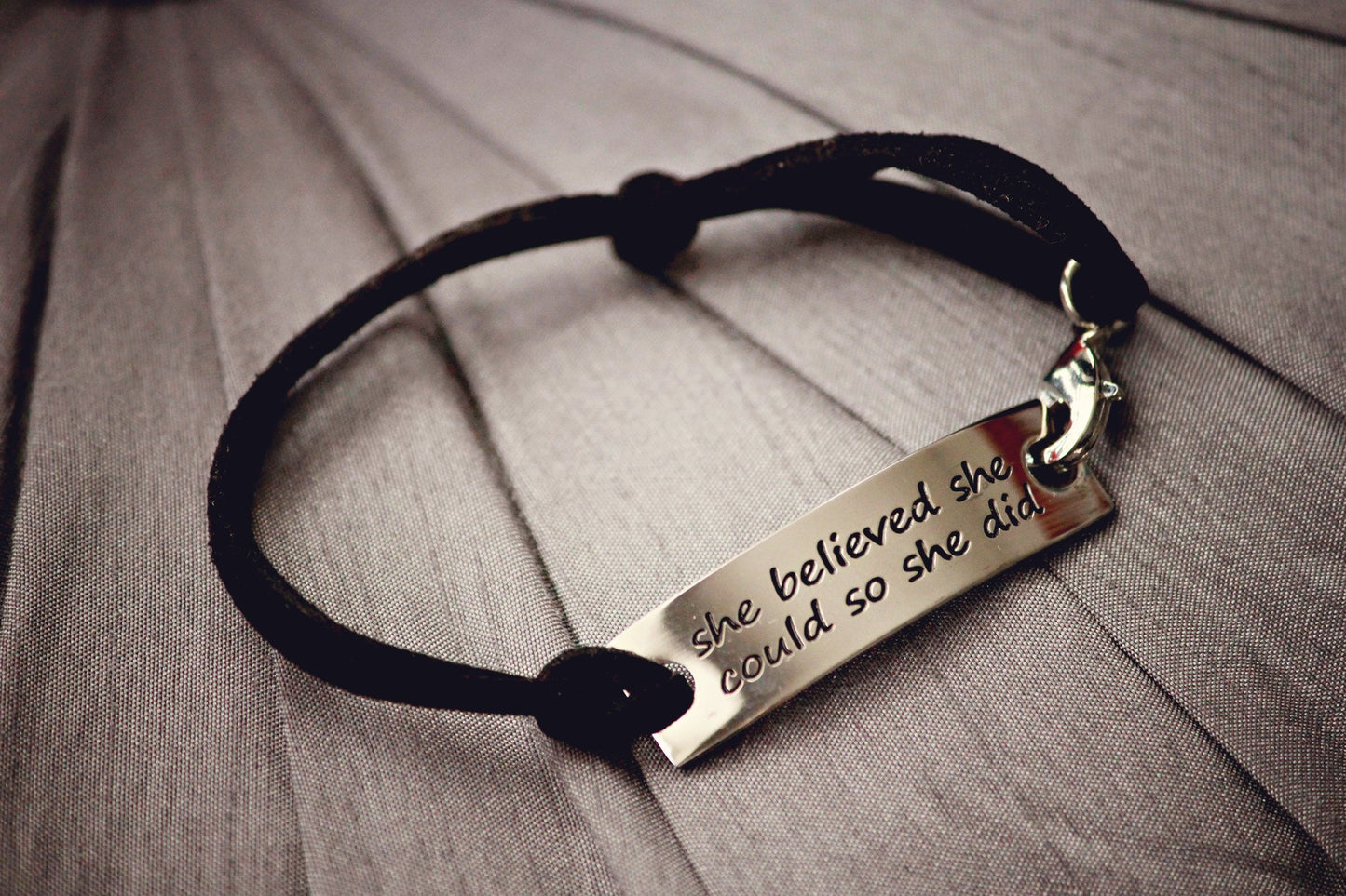 Inspirational Stamped Steel and Leather Bracelets - Final Sale