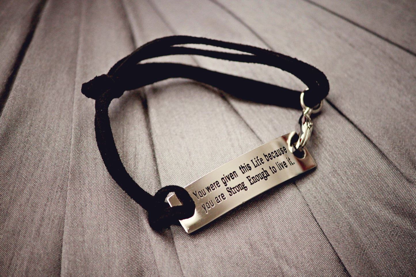 Inspirational Stamped Steel and Leather Bracelets - Final Sale