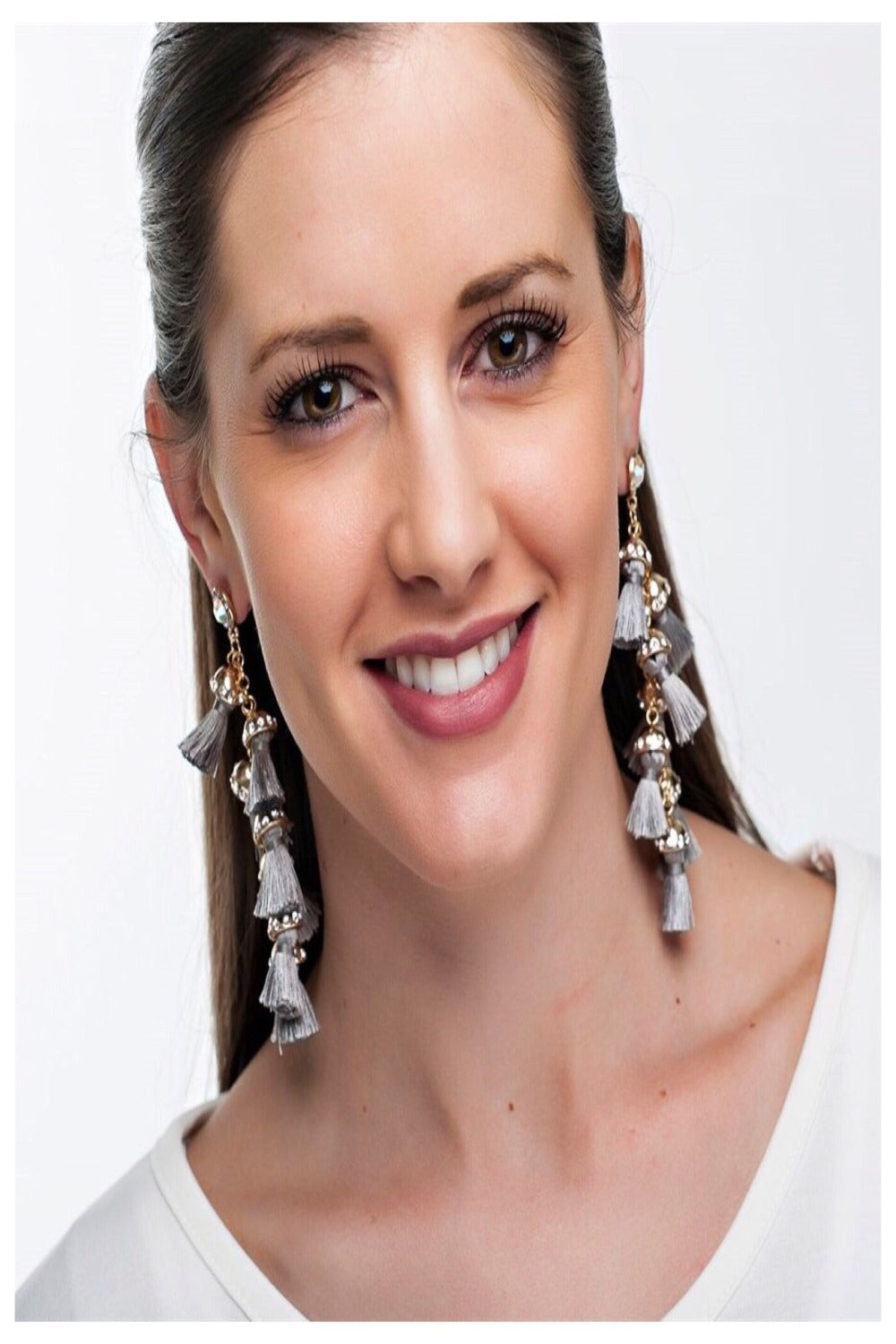 tassel and rhinestone statement earrings - final sale