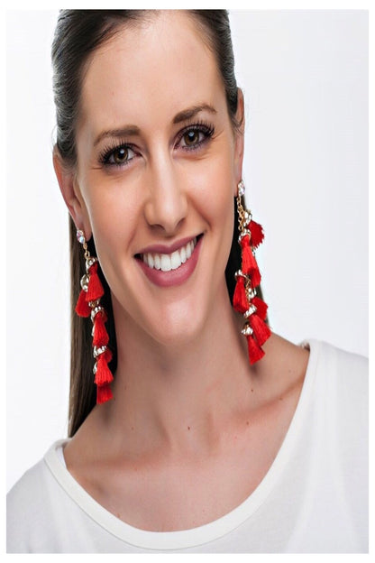 tassel and rhinestone statement earrings - final sale