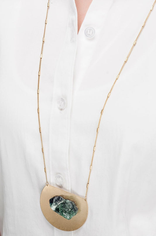 Medallion Mounted Natural Stone Pendant