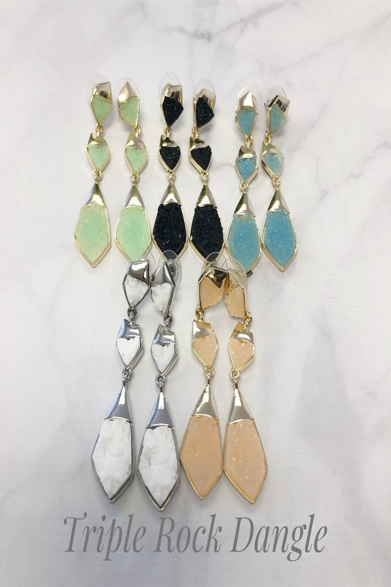 resin druzy statement earrings - final sale